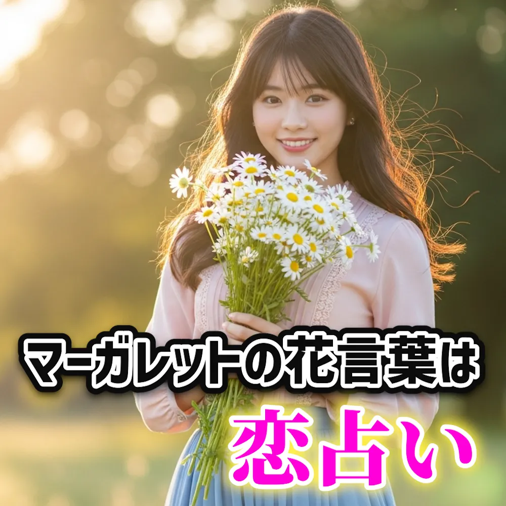 マーガレットを抱える女性